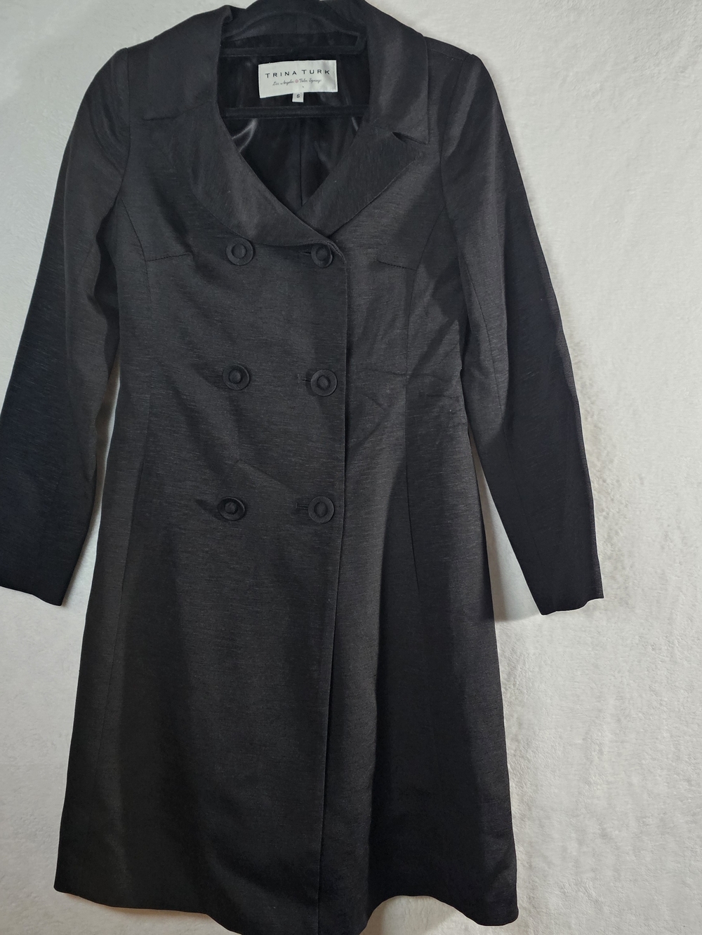 Trina Turk Black Double-Breasted Women's Dress Coat